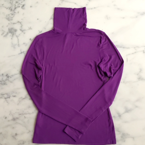 H&M Rayon and Spandex Purple Long Sleeve Turtleneck Top. - Picture 3 of 4